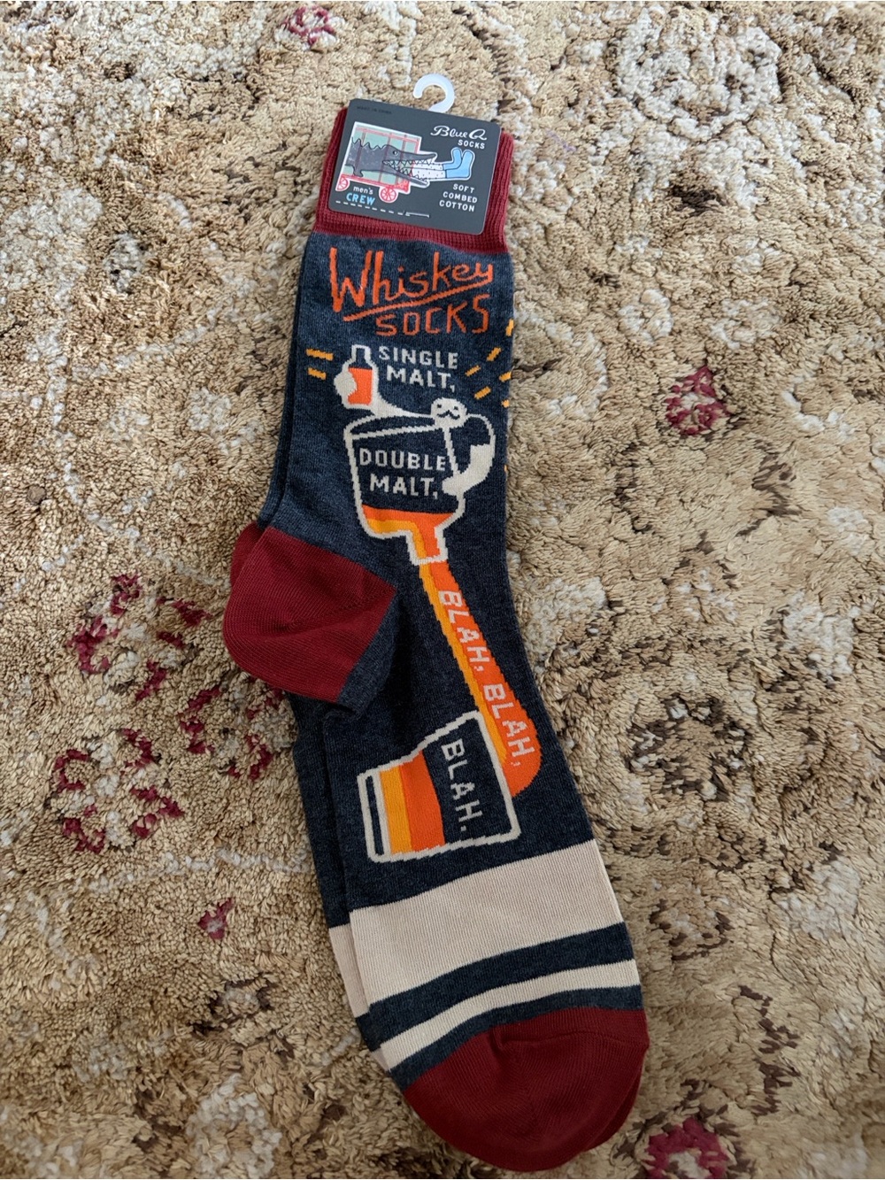 NWT Blue Q Whiskey Socks - Charcoal, Burgundy, Orange, Cream gifts casual